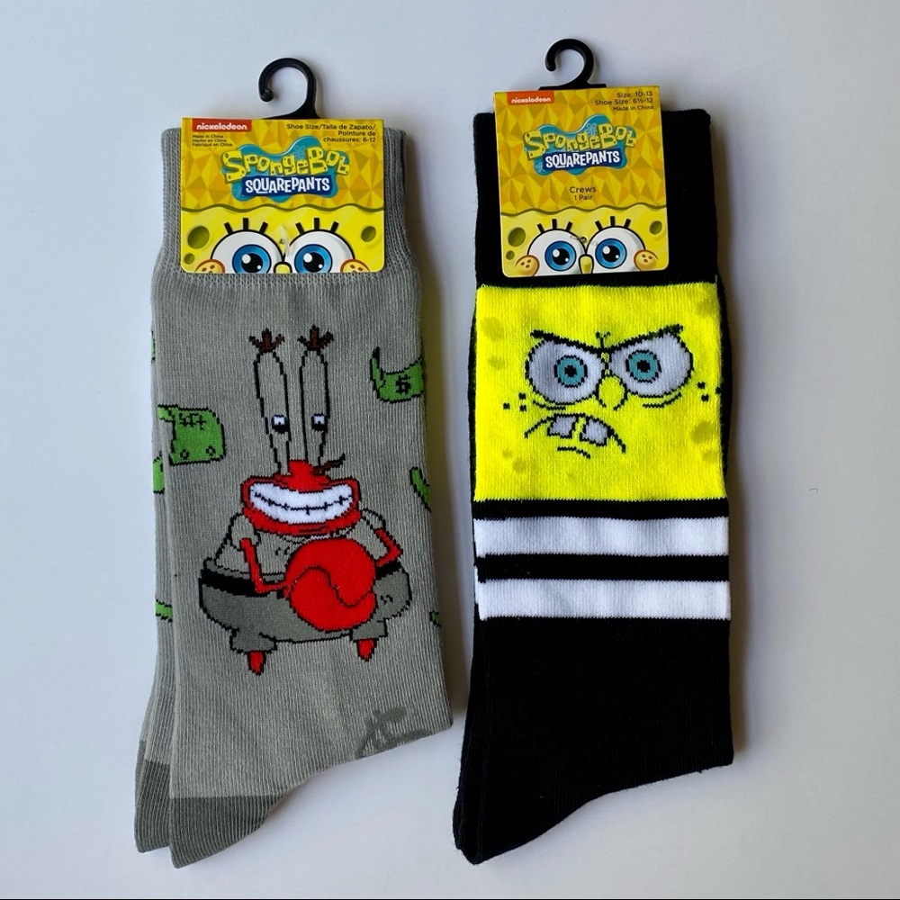 NWT 2 PAIRS- SPONGEBOB SQUAREPANTS Men Socks